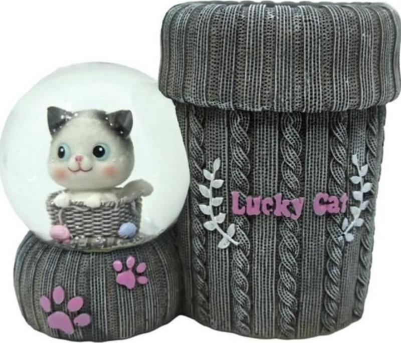 Lucy Cat Işıklı Kar Küresi Kalemlik Seti