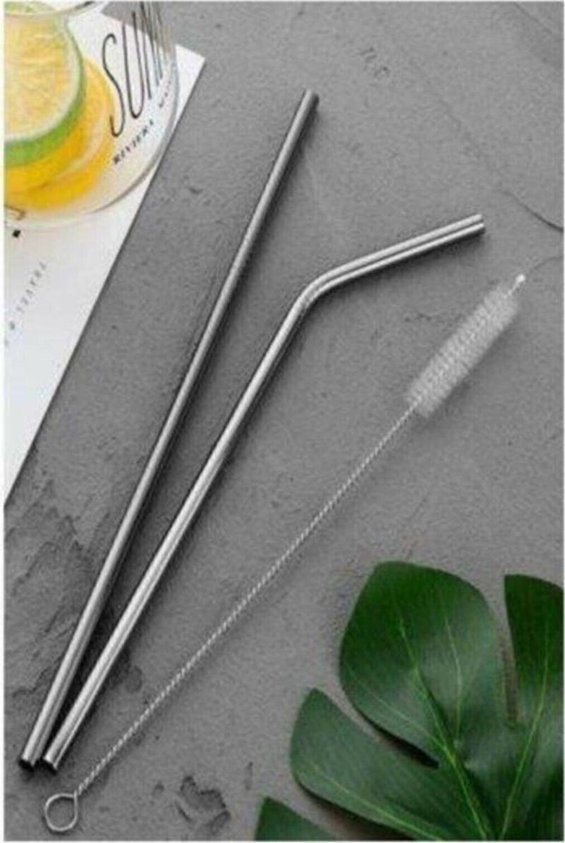 3 Parça Metal Pipet Seti Paslanmaz Çelik Pipet Ve Çubuk Pipet Temizleme Fırçası 9017846