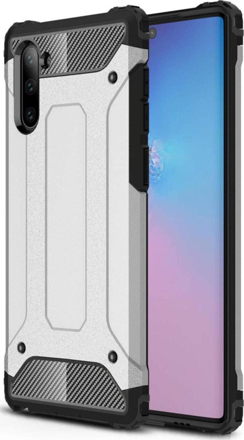 Samsung Galaxy Note 10 Kapak Çift Katmanlı Zırh Tank Kılıf - Gri
