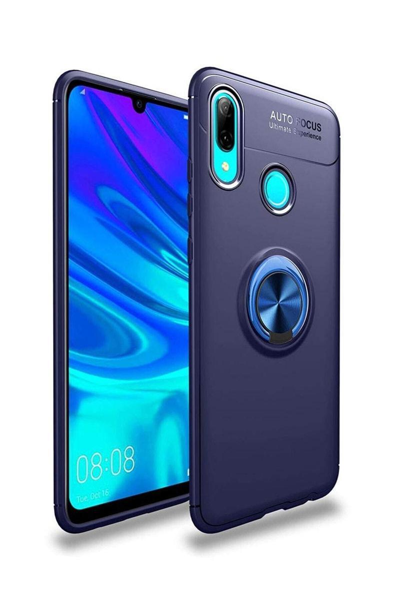 KZY İletişim Huawei P Smart 2019 Kılıf Renkli Yüzüklü Manyetik Silikon Kapak Mavi - Mavi