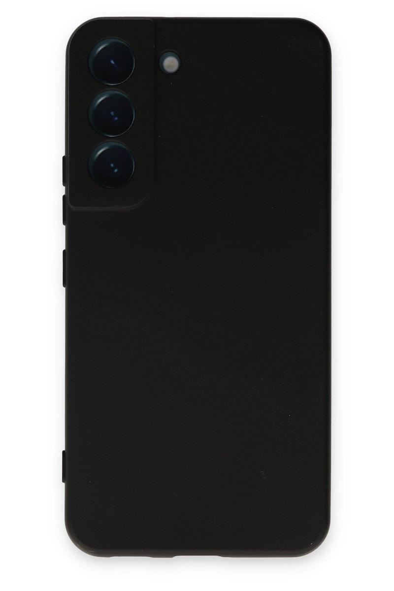 Kılıfmania Samsung Galaxy S22 Kapak Kamera Korumalı Içi Kadife Lansman Silikon Kılıf - Siyah
