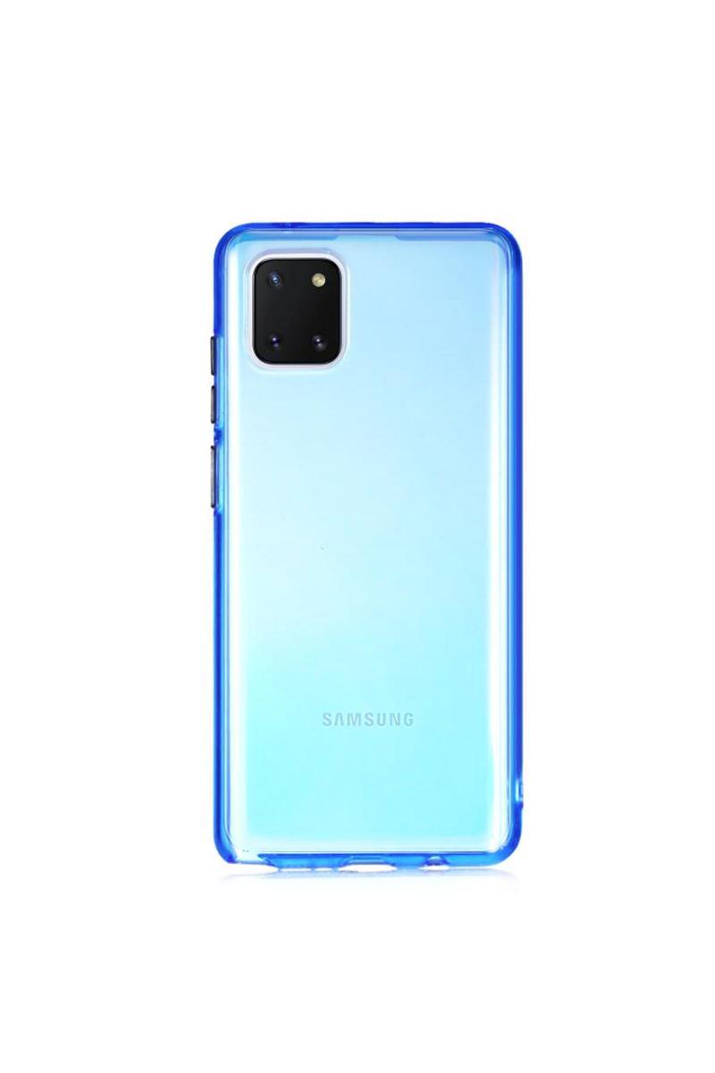 KZY İletişim Samsung Galaxy Note 10 Lite Kılıf Renkli Şeffaf Kapak - Mavi