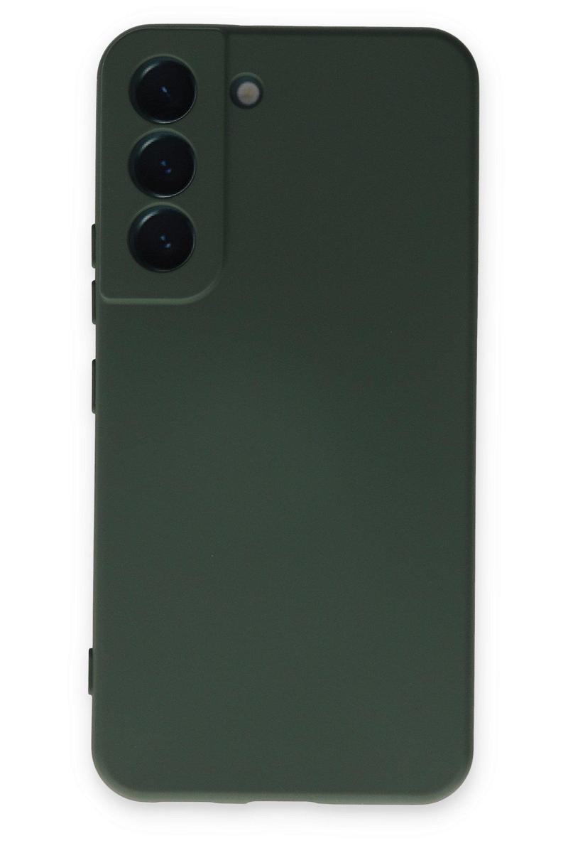 Kılıfmania Samsung Galaxy S22 Kapak Kamera Korumalı Içi Kadife Lansman Silikon Kılıf - Yeşil