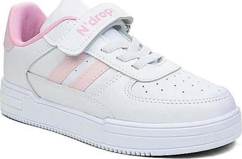 08-24 Deri Kız Çocuk Sneaker Beyaz Pembe 31-35