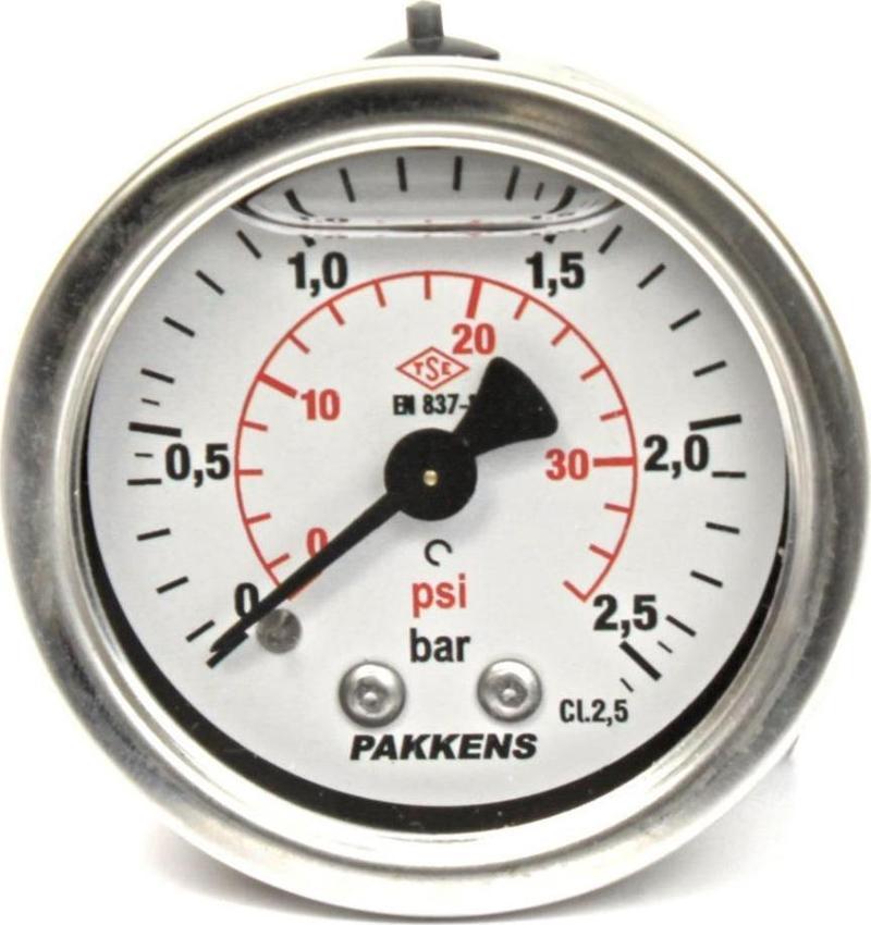 0-2.5 Bar 50 mm Arkadan Bağlantılı Gliserinli Manometre G 1/4 inç