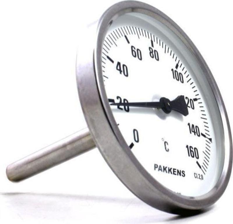 Termometre 0-160 °C Çap 100 mm Daldırma Boyu 10 cm Arkadan Bağlantılı G 1/2 inç
