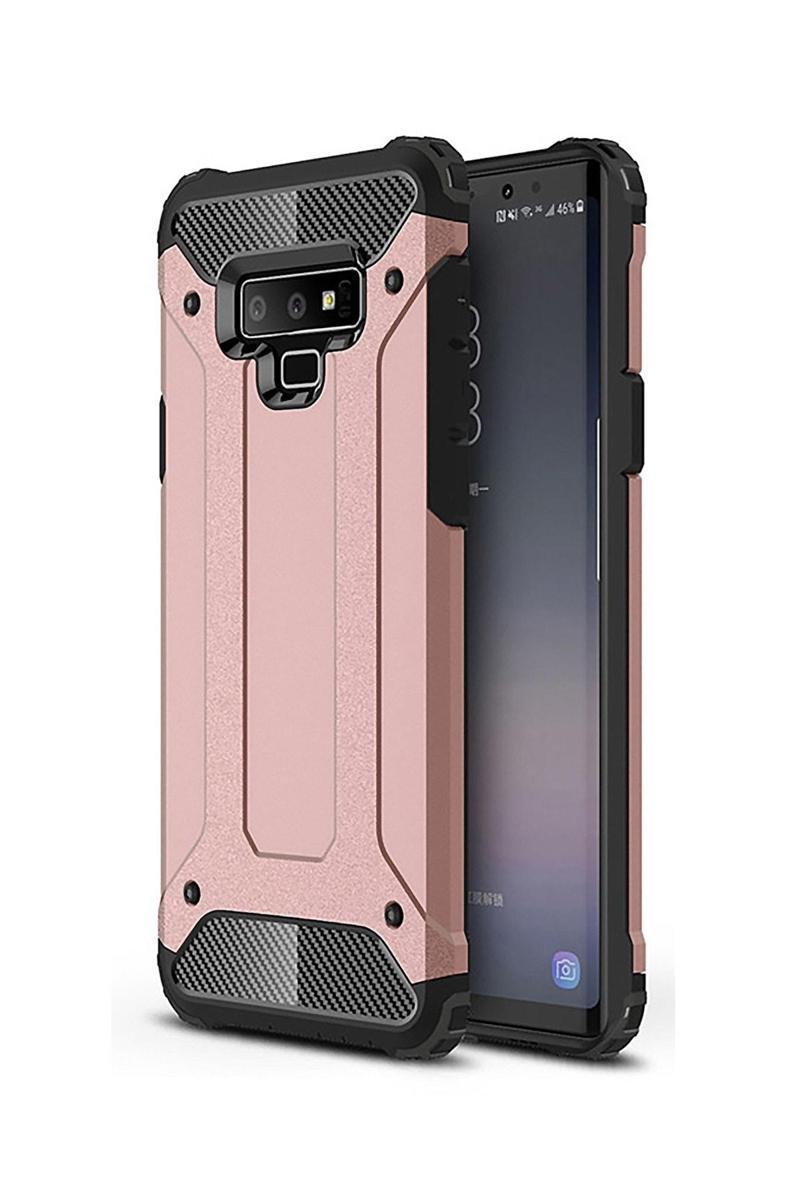 KZY İletişim Samsung Galaxy Note 9 Kapak Çift Katmanlı Zırh Tank Kılıf - Rose Gold