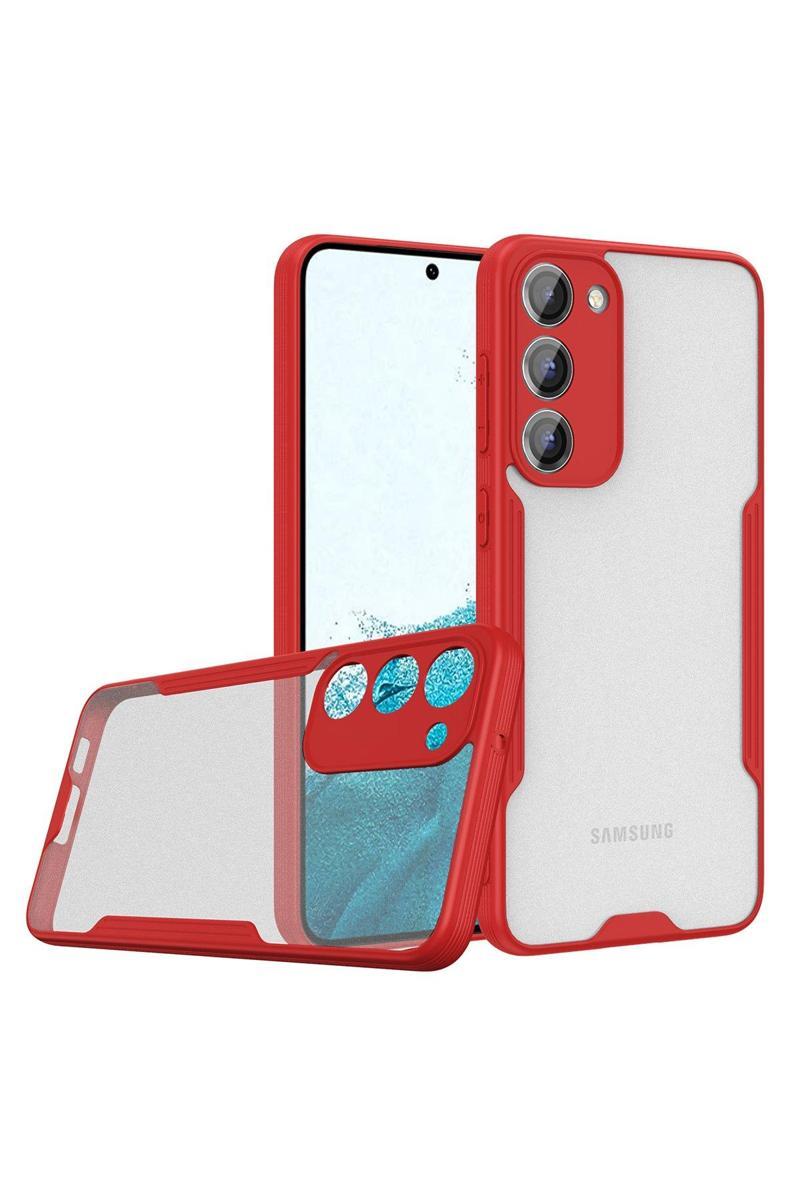 KZY İletişim Samsung Galaxy S23 Kılıf Kamera Korumalı Colorful Silikon Kapak - Kırmızı