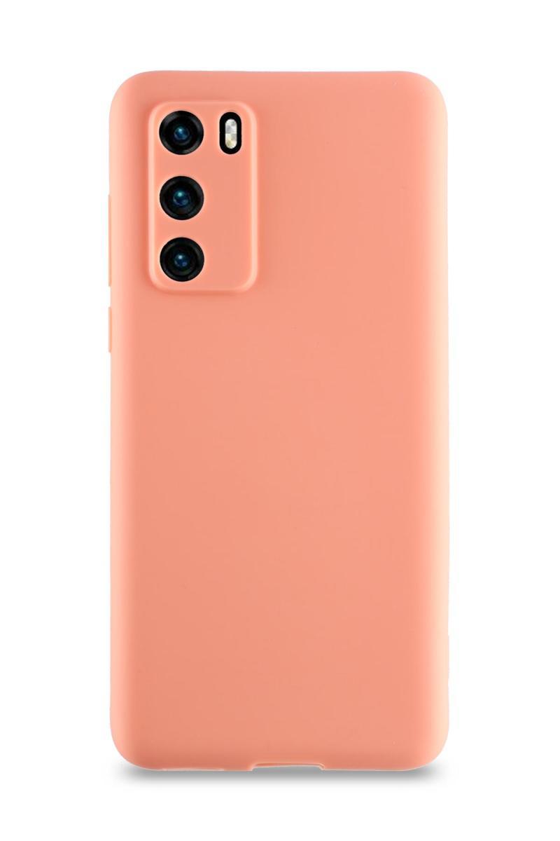 KZY İletişim Huawei P40 Kılıf Kamera Korumalı Premier Silikon Kapak - Pudra