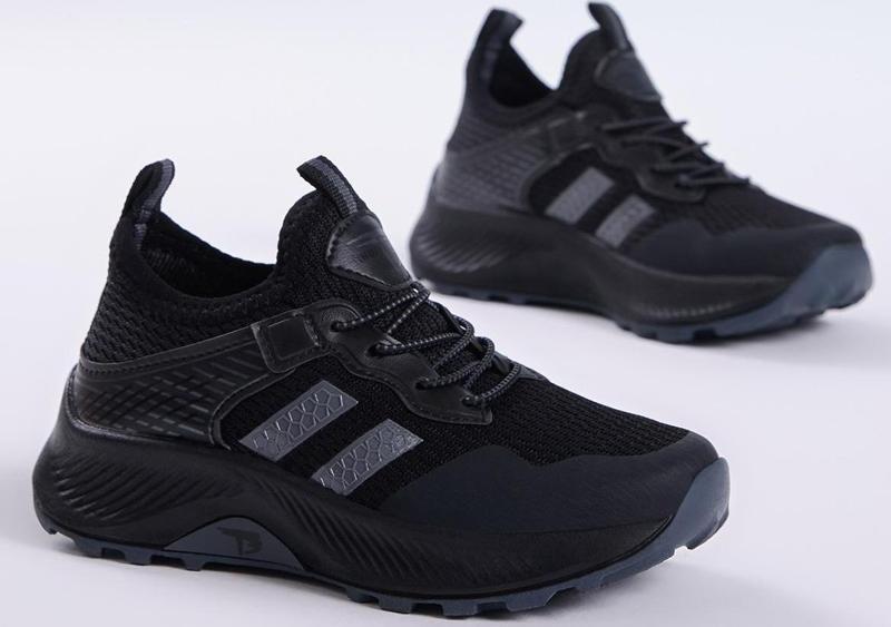 Çocuk Unisex Siyah Füme Rahat Kalıp Nefes Alabilen Kumaş Bağcıklı Sneaker