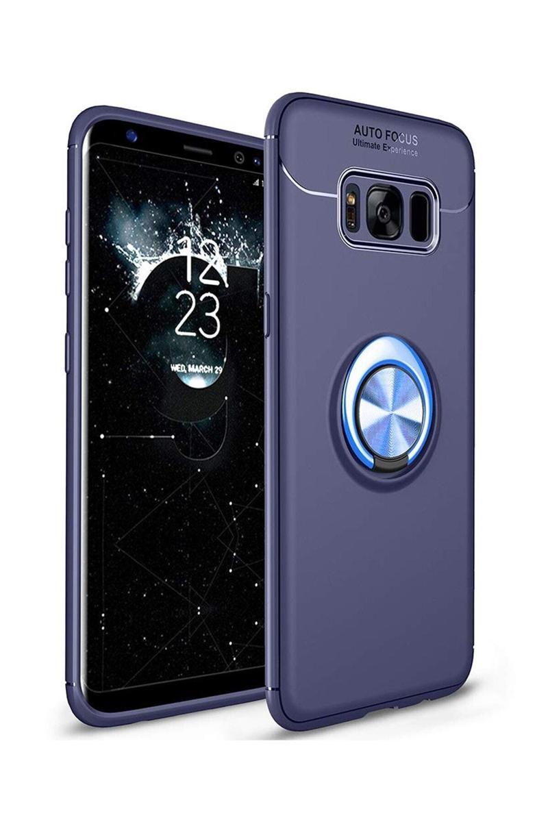 KZY İletişim Samsung Galaxy S8 Plus Kılıf Renkli Yüzüklü Manyetik Silikon Kapak Mavi - Mavi