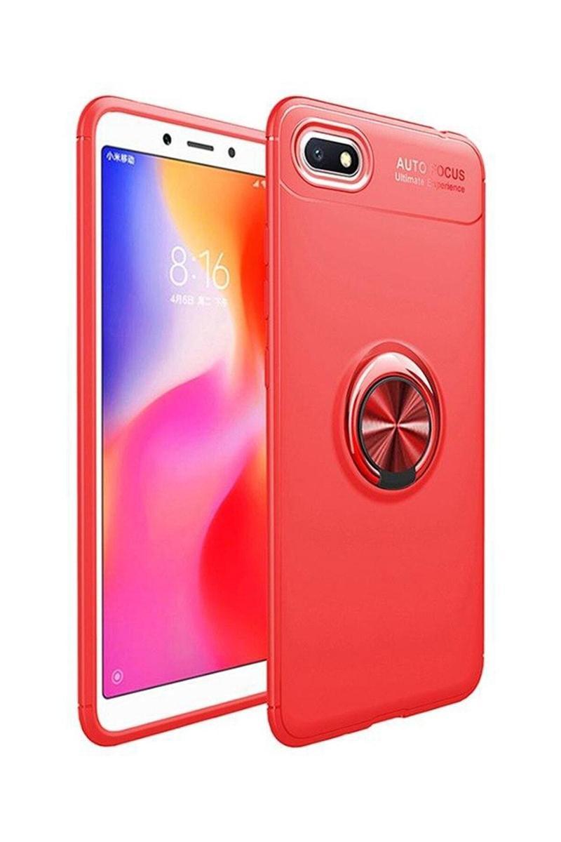 KZY İletişim Huawei Y5 2018 Kılıf Renkli Yüzüklü Manyetik Silikon Kapak Kırmızı - Kırmızı