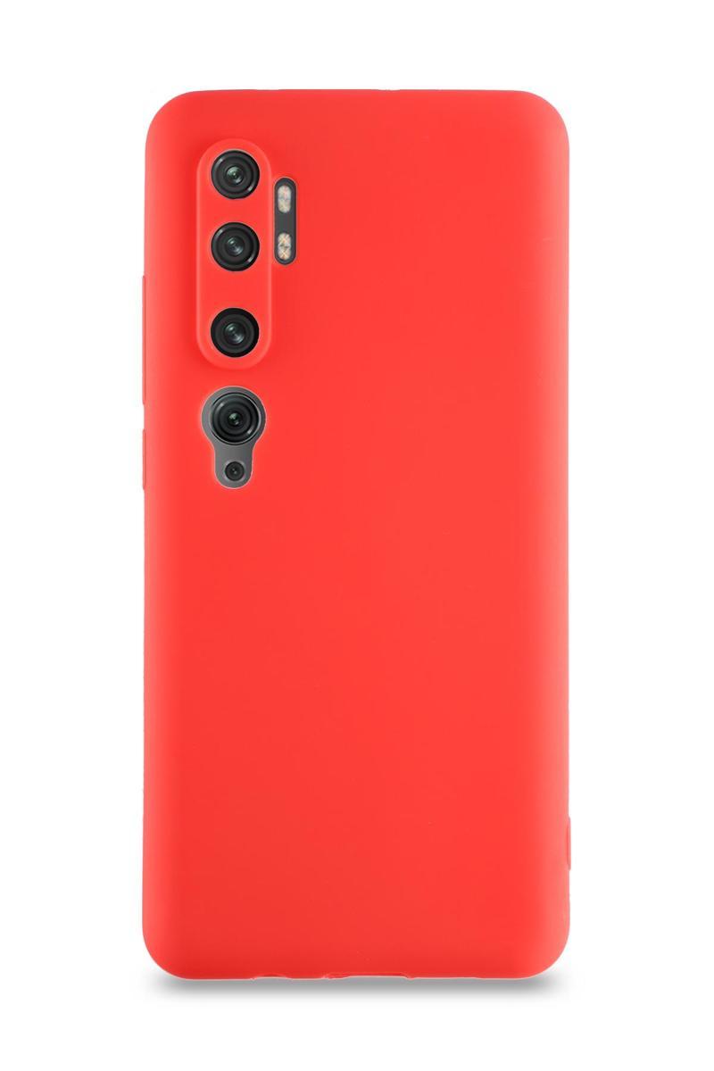 KZY İletişim Xiaomi Mi Note 10 Kılıf Kamera Korumalı Premier Silikon Kapak - Kırmızı
