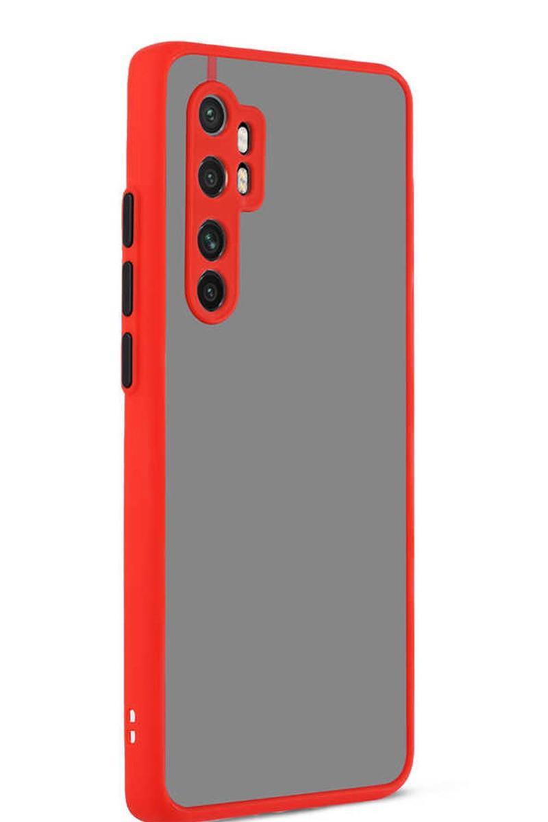 KZY İletişim Xiaomi Redmi Note 10 Lite Kılıf Kamera Korumalı Tuşları Renkli Mat Arka Kapak - Kırmızı