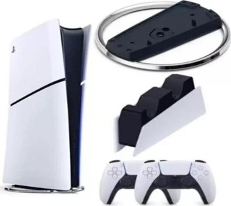 Playstation 5 Slim Dijital + 2. Ps5 Kol + Dikey Stand + Sarj istasyonu Beyaz