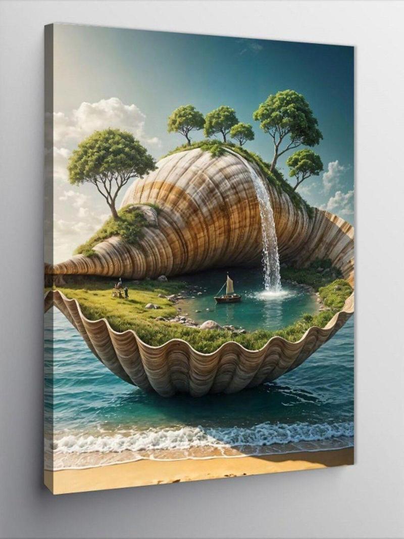 Kanvas Tablo Deniz Kabuğu Ve Kumsal