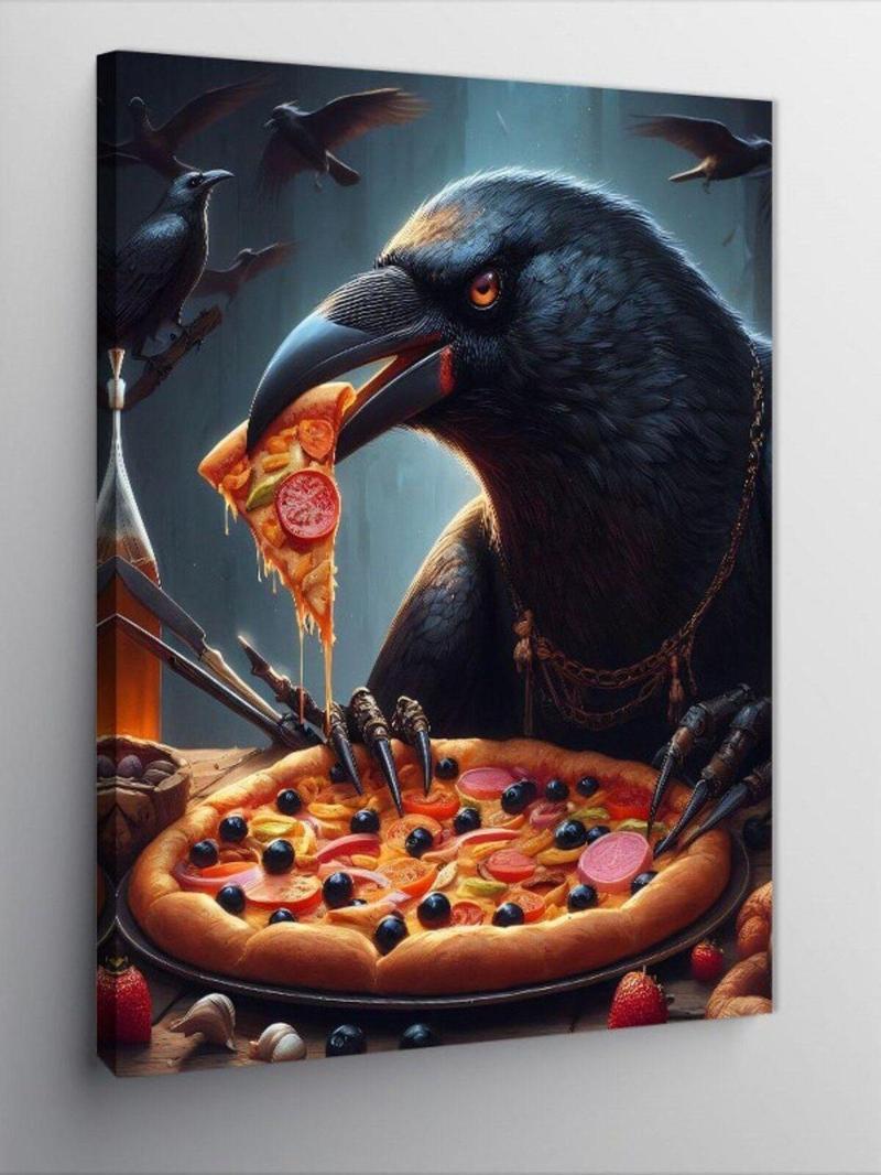 Kanvas Tablo Pizza Yiyen Karga