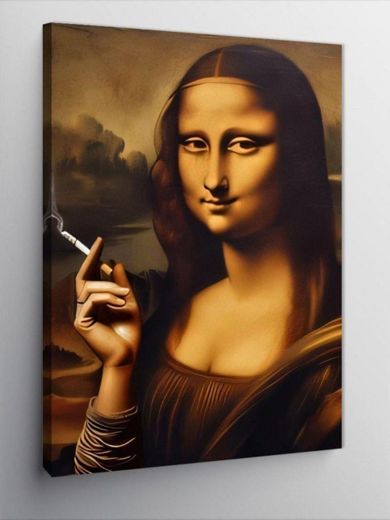 Kanvas Tablo Sigara İçen Mona Lisa
