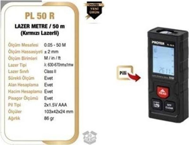 PL 50 R PİLLİ LAZER METRE 50 METRE