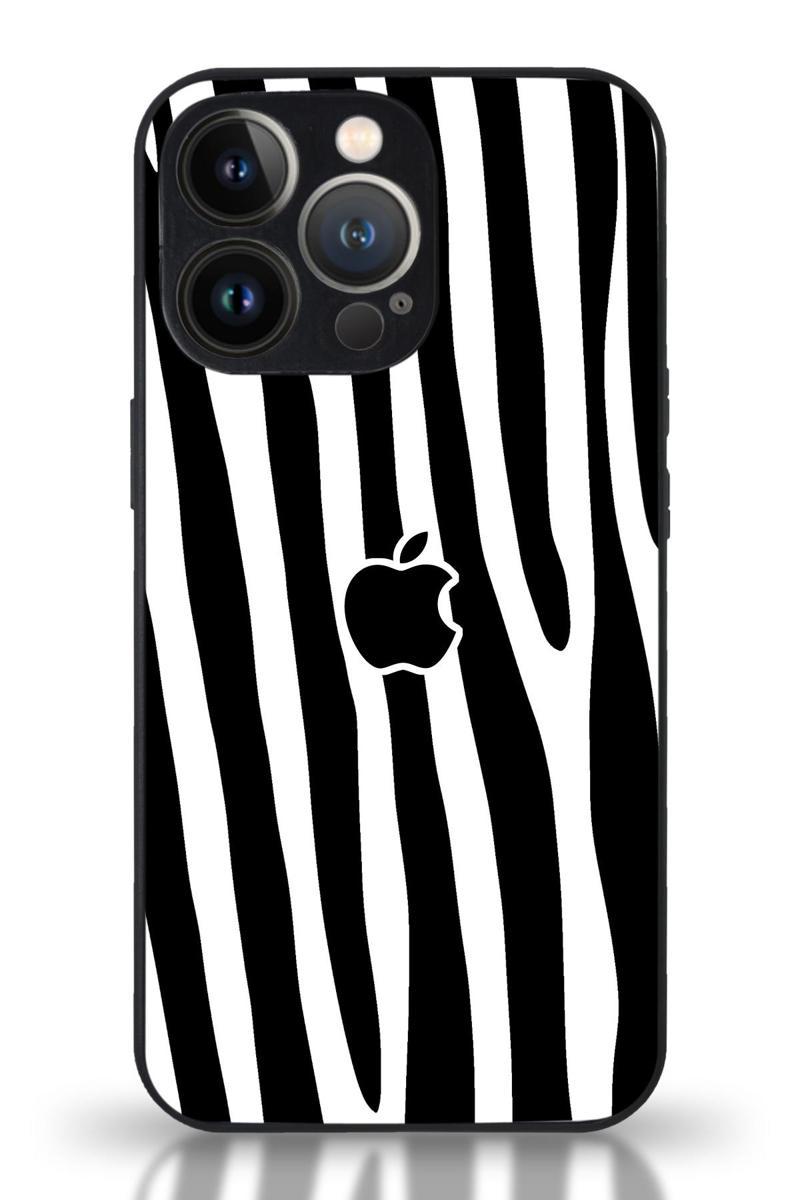 Kılıfmania Apple iPhone 13 Pro Max Uyumlu Kamera Korumalı Cam Kapak - Siyah Zebra Desenli