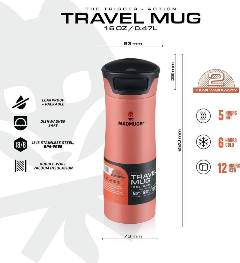 TM-TA-004 Travel Mug Termos Bardak 0,47lt-Turuncu