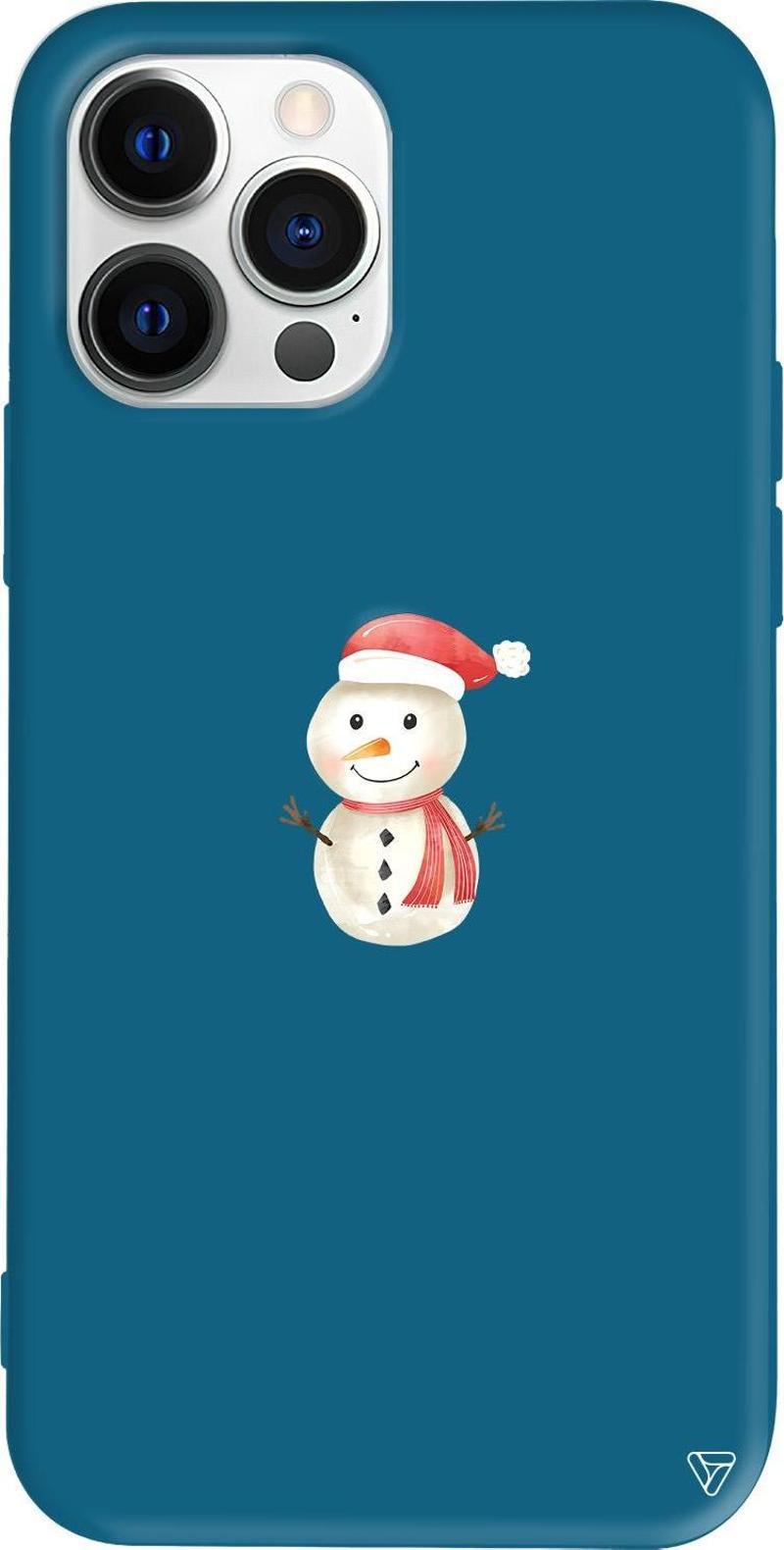 iPhone 15 Pro Max Uyumlu Lacivert Renkli Silikon  Snowman Telefon Kılıfı