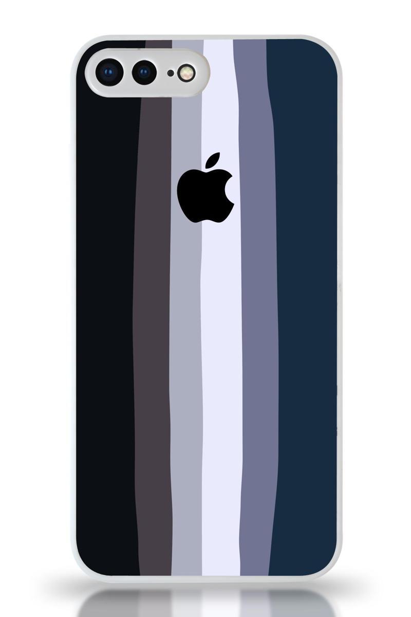 Kılıfmania Apple iPhone 8 Plus Uyumlu Kamera Korumalı Cam Kapak - Beyaz Mavi