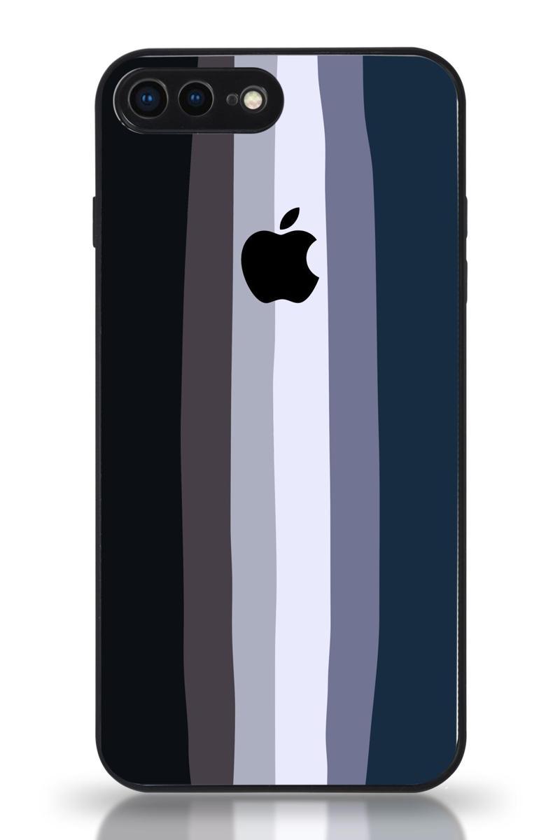 Kılıfmania Apple iPhone 8 Plus Uyumlu Kamera Korumalı Cam Kapak - Siyah Mavi