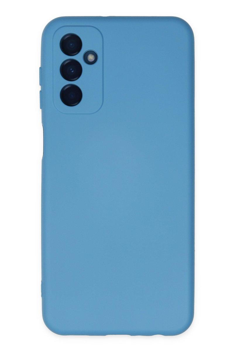 KZY İletişim Samsung Galaxy M23 Kapak İçi Kadife Kamera Korumalı Lansman Silikon Kılıf - Mavi