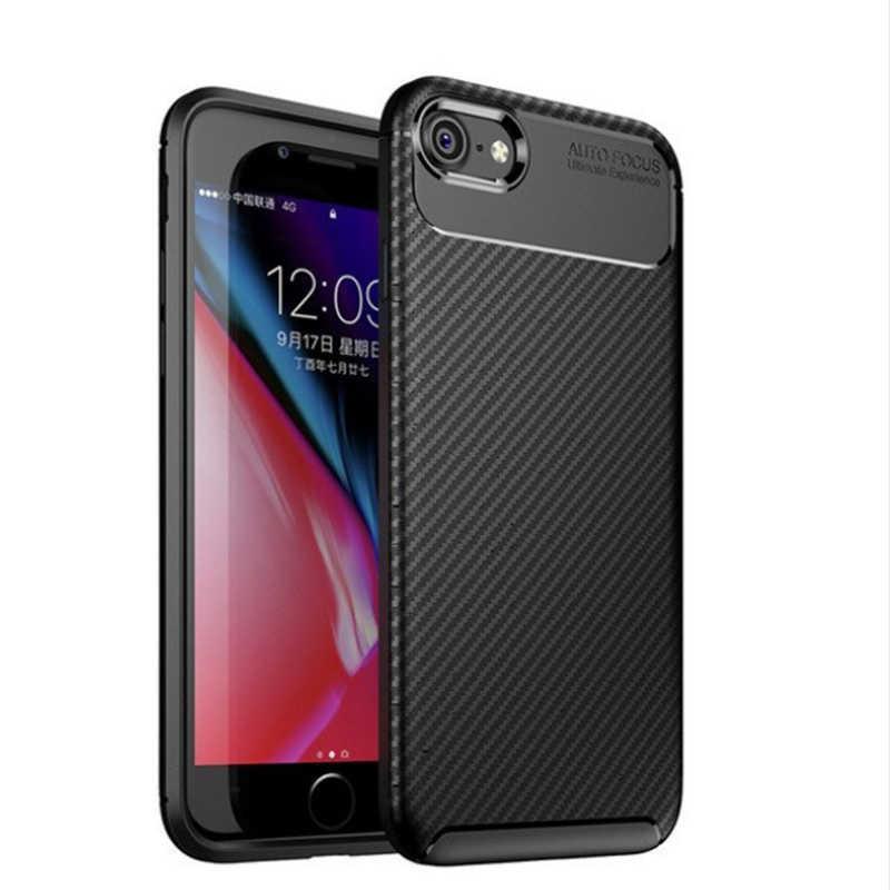 KZY İletişim Apple iPhone SE 3 2022 Kılıf Karbon Tasarım Silikon Arka Kapak - Siyah
