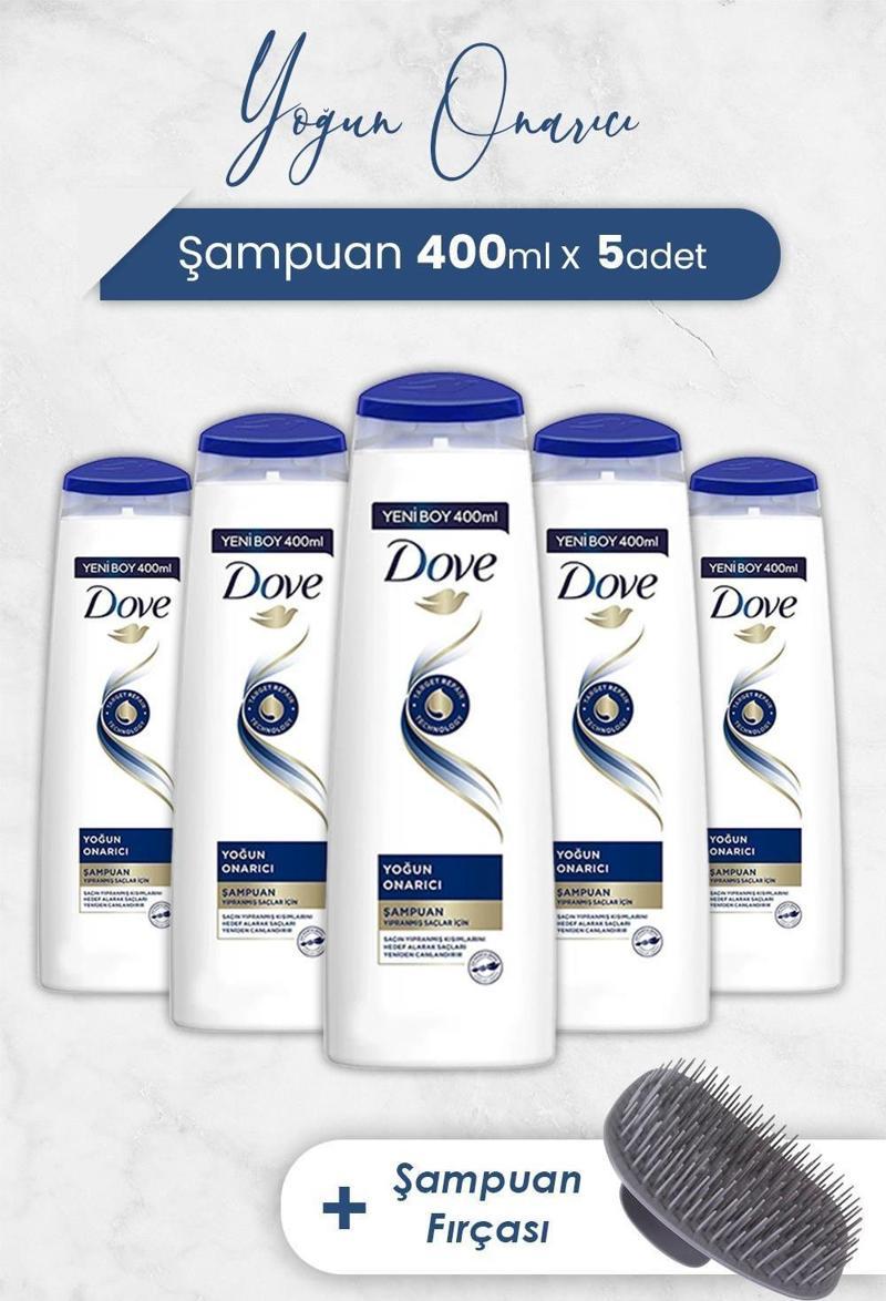 Yoğun Onarıcı Şampuan 400 ml x 5 Adet ve Şampuan Fırçası