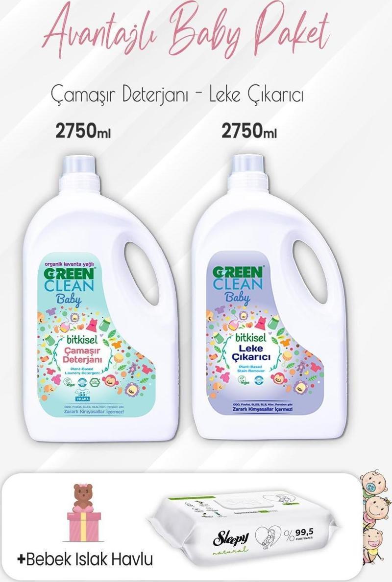 Baby Leke Çıkarıcı ve Deterjanı 2750 ml ve Yenidoğan Bebek Havlu 60'lı