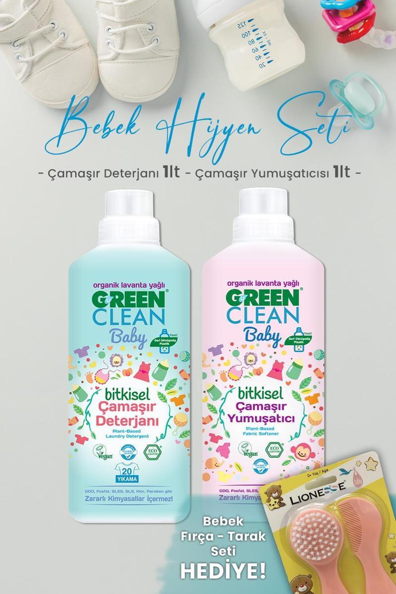 U Green Clean Baby Çamaşır Deterjanı 1 lt, Yumuşatıcı 1 lt ve Hediyeli