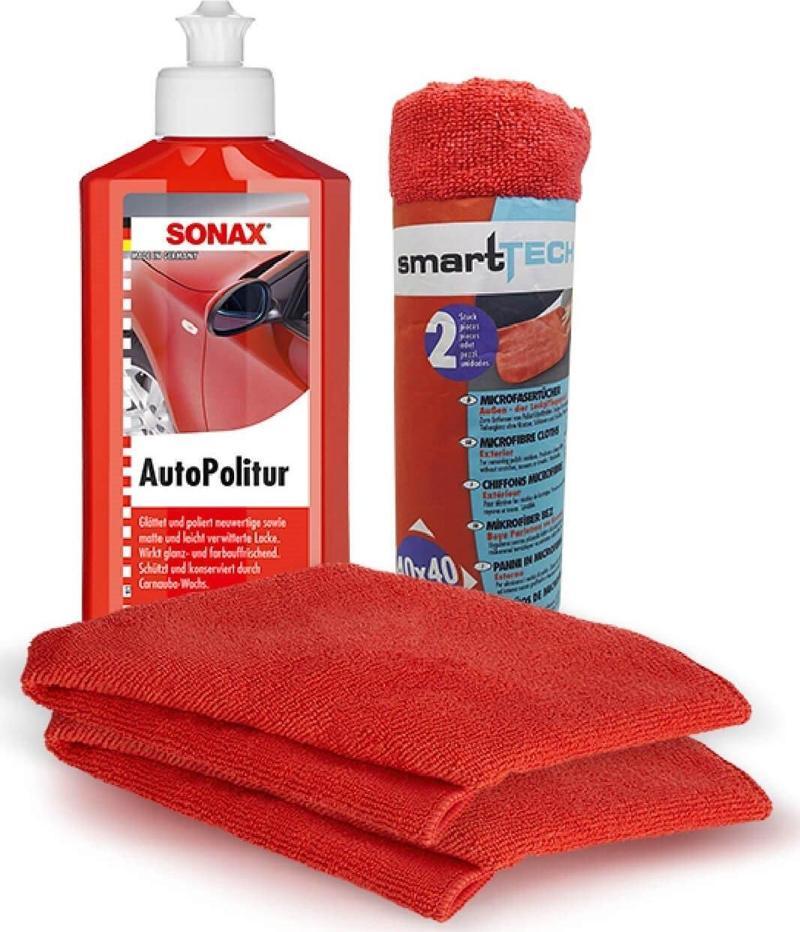 Sonax Süper Parlatıcı Cila 250 ml & SmartTech Mikrofiber Bez 2'li