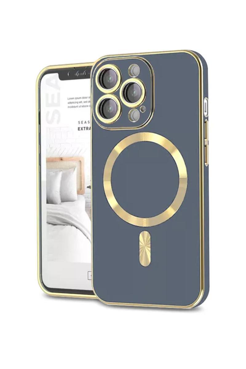 KZY İletişim Apple iPhone 12 Pro Mag Safe Özellikli Lens Korumalı Luxury Silikon Kılıf - Petrol Mavisi