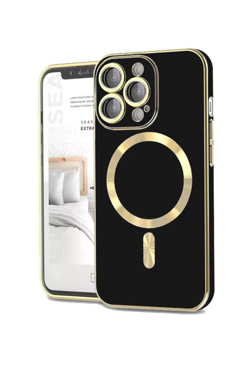 Kılıfmania Apple iPhone 12 Pro Mag Safe Özellikli Lens Korumalı Luxury Silikon Kılıf - Siyah