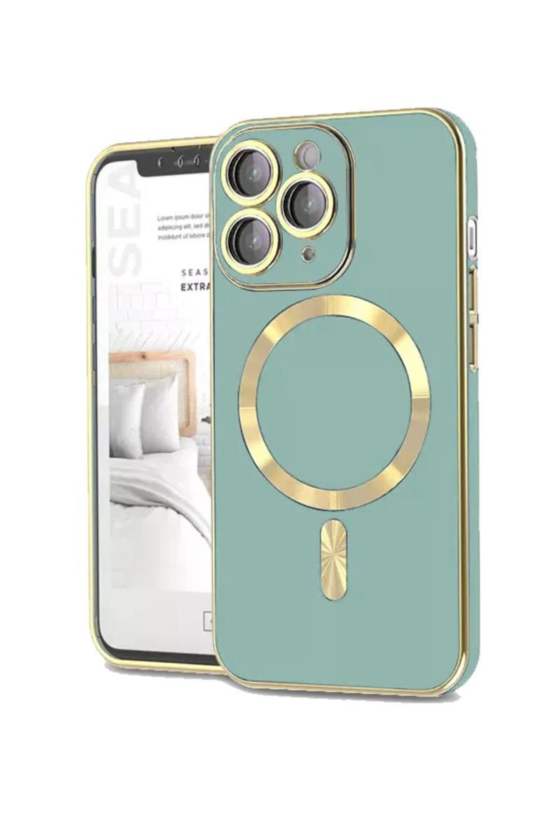 Kılıfmania Apple iPhone 12 Pro Mag Safe Özellikli Lens Korumalı Luxury Silikon Kılıf - Turkuaz