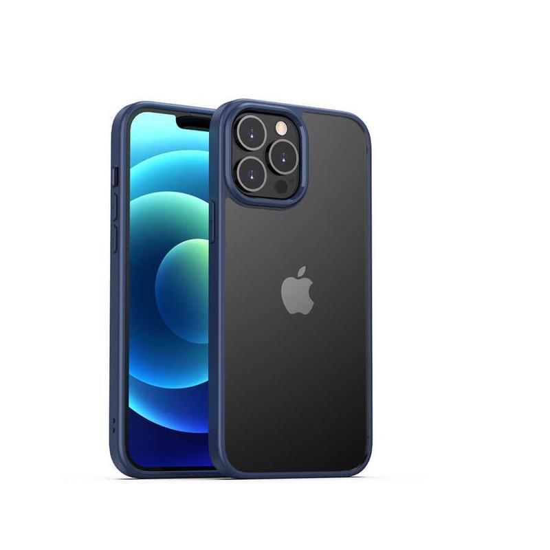 KZY İletişim Apple iPhone 13 Pro Kapak Arkası Şeffaf Kenarları Renkli Exclusive Kılıf - Lacivert