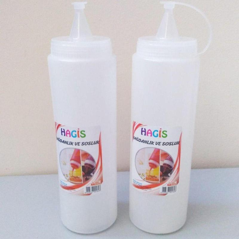2 Adet Kartuş Sos Şişesi Ketçap Mayonez Barbekü Sosluk Plastik Şişe Hagis Serisi ( 2X 0,75 Lt)