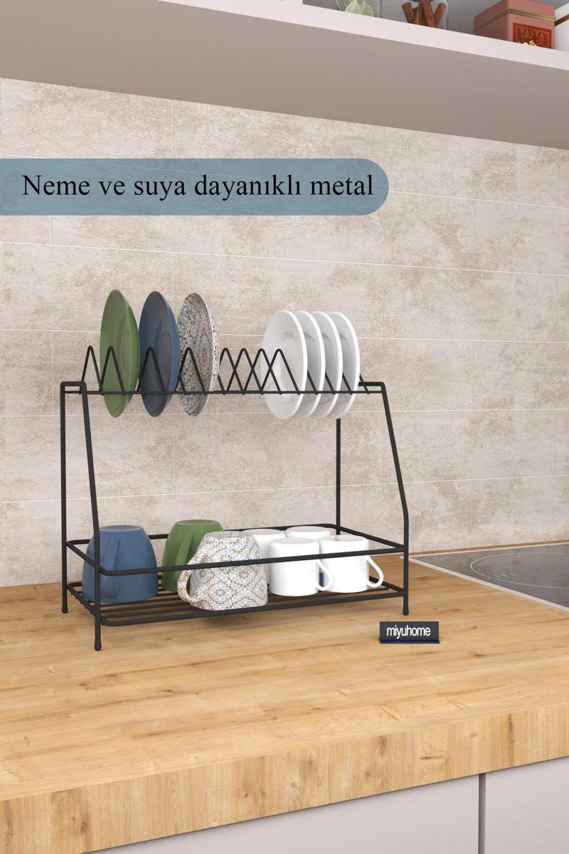 Metal Kahve Köşesi Pratik Bulaşıklık Tezgah Üstü Bulaşık Kurutma Fincan Kupa Düzenleyici