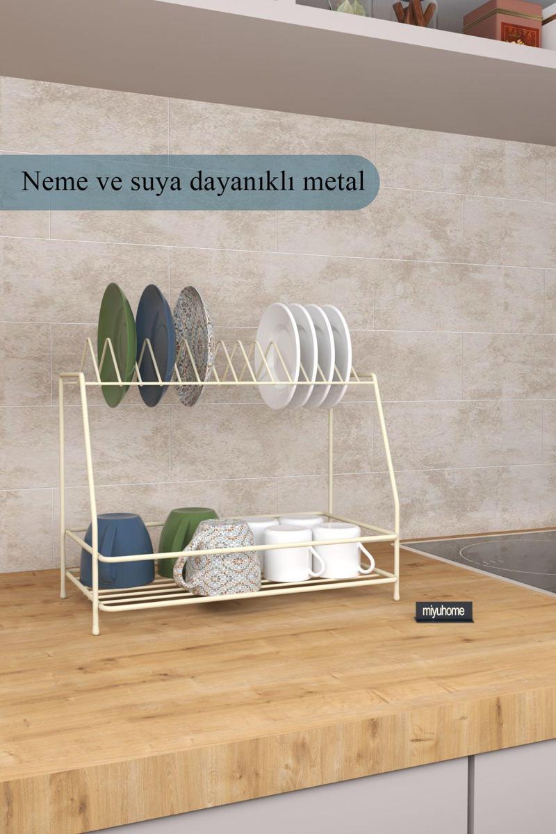 Metal Kahve Köşesi Pratik Bulaşıklık Tezgah Üstü Bulaşık Kurutma Fincan Kupa Düzenleyici