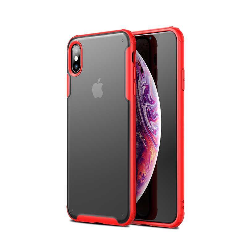 KZY İletişim Apple iPhone X Kılıf Renkli Silikon Kenarlı Köşe Korumalı Private Kapak - Kırmızı