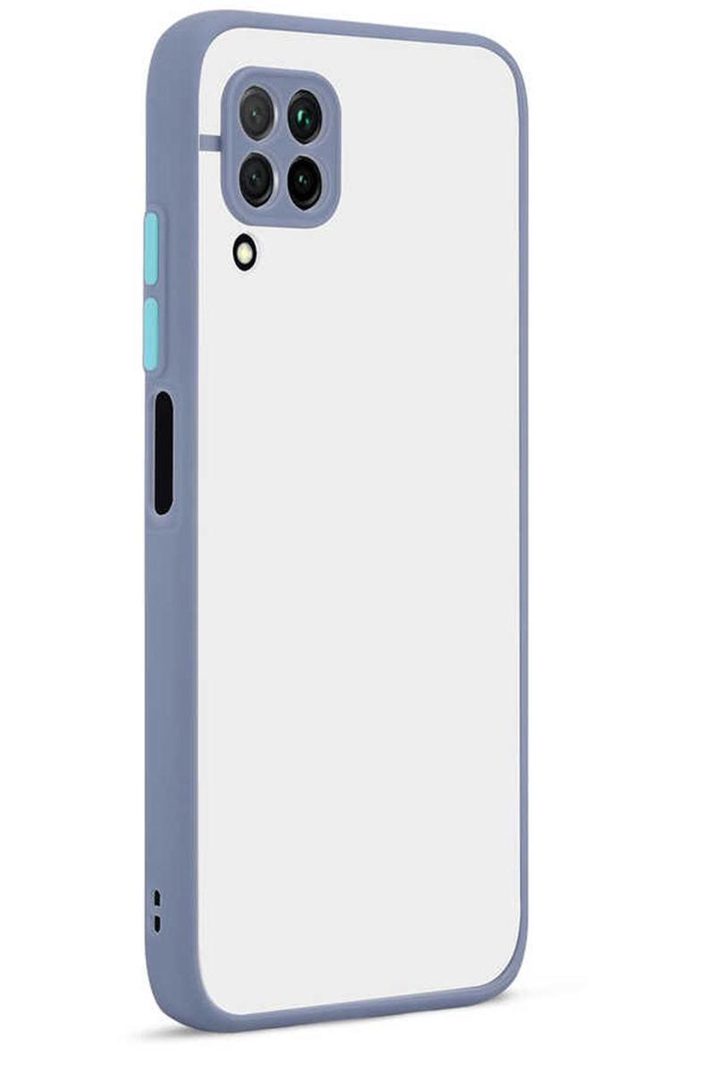 KZY İletişim Huawei P40 Lite E Kılıf Silikon Kenarlı Düğmeleri Renkli Mat Arka Kapak - Mor