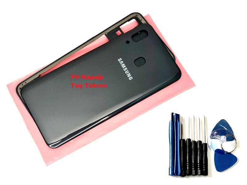 Tkgz Tkgz Samsung Galaxy A30 (A305) FULL ORJ KASA Kasa Arka Pil Batarya Kapağı (TAMİR SETİ) SİYAH