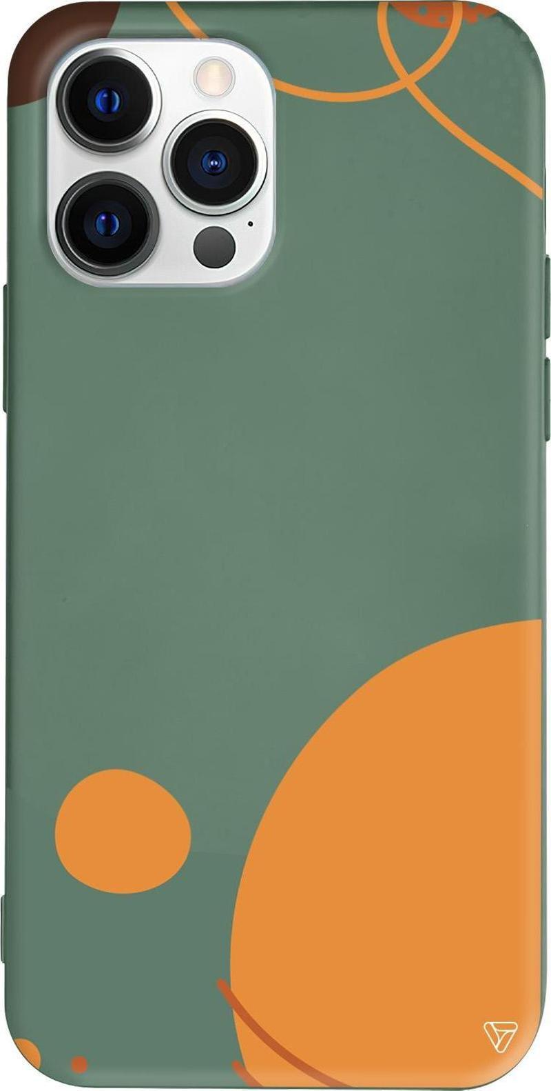 iPhone 15 Pro Max Uyumlu Yeşil Renkli Silikon Abstract Koleksiyonu Sade Şekil 1 Telefon Kılıfı
