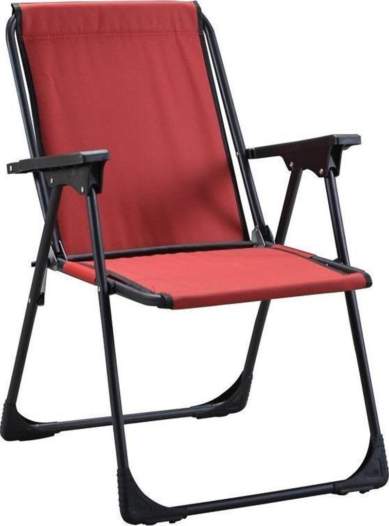 Lüks Katlanır Sandalye Metal Ayaklı Kırmızı