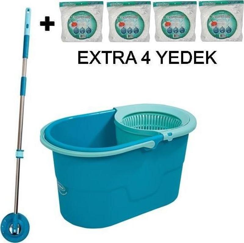 Motek Fix Mop Temizli Seti Paspas Temizlik Kovası+4Ad Yedek Başlık