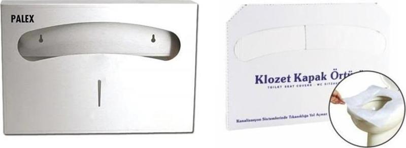 Klozet Kapak Örtüsü+Palex Çelik Klozet Kapak Örtü Dispenseri İkili Set-3802-2