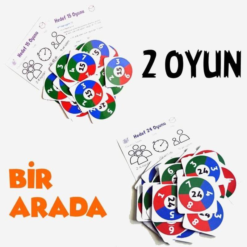 Atölye Adana 2li Matematik Oyun Seti - Hedef 15 ve Hedef 24 bir arada - Eğlenceli Öğretici İşlem Oyunu