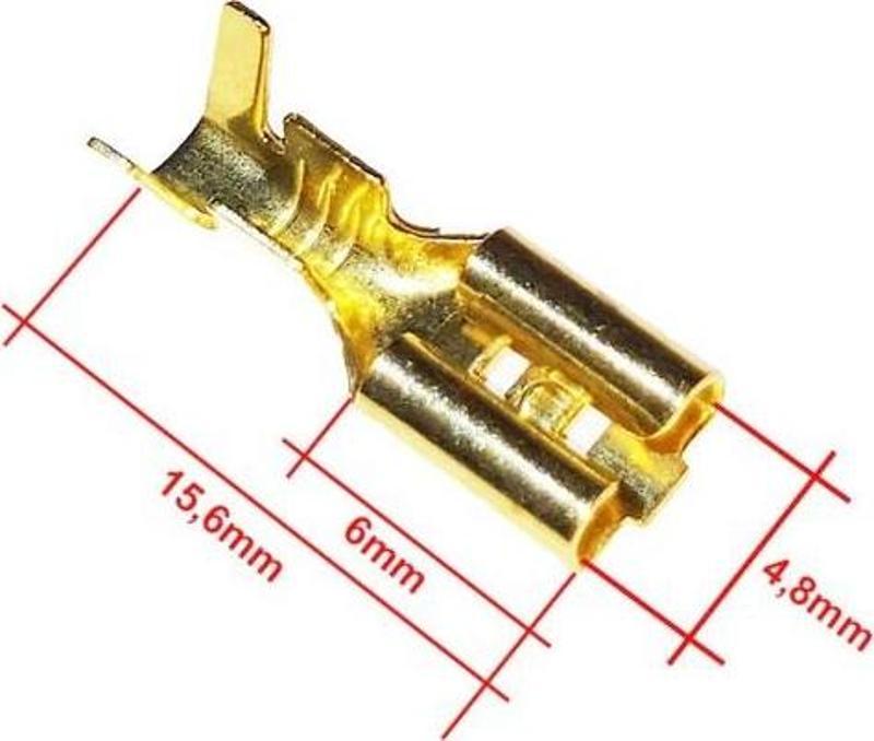 5 Adet SF1D İzolesiz Dişi Fiş Terminal Soket Kablo Ucu Metali 4.8mm Klemens